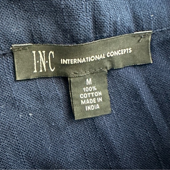 INC International Concepts Blue Cotton Long Sleeve Summer Blouse, M - Picture 8 of 10